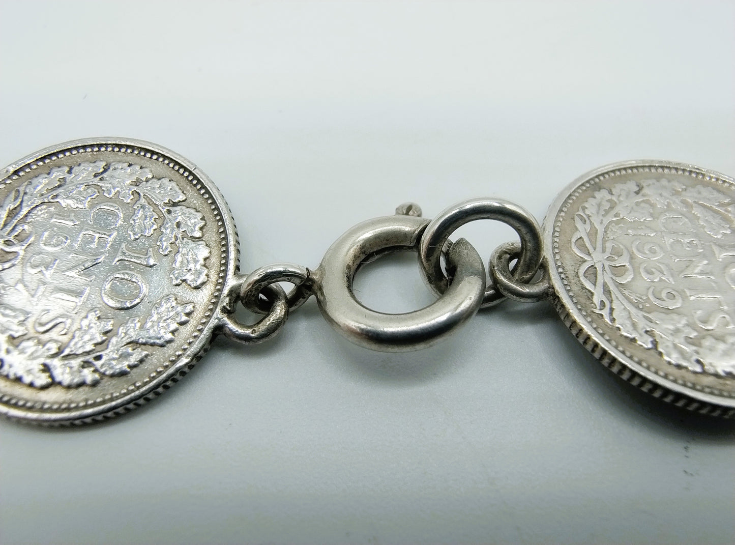 Zilveren dubbeltjes ketting, Wilhelmina, 63 cm.