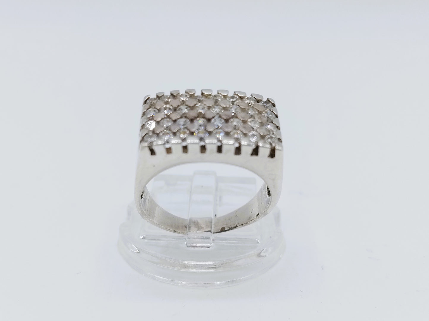 Zilveren ring bezet met zirkonia, 18 mm