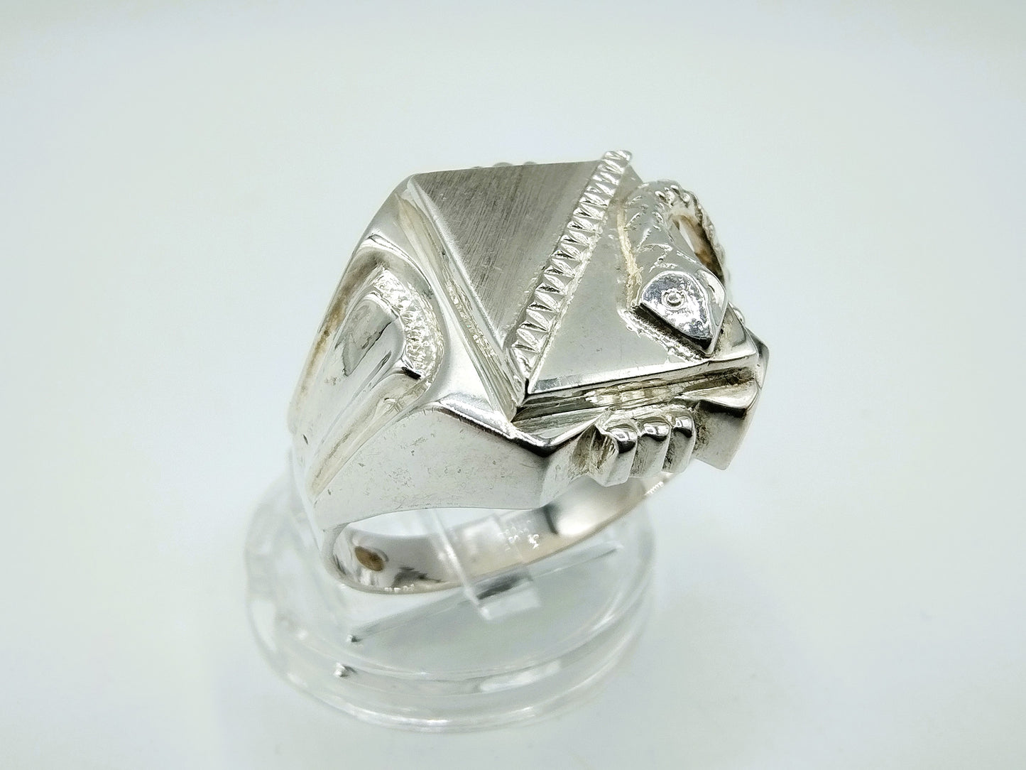 Silberner Herren-Siegelring mit Schlange, 21 mm