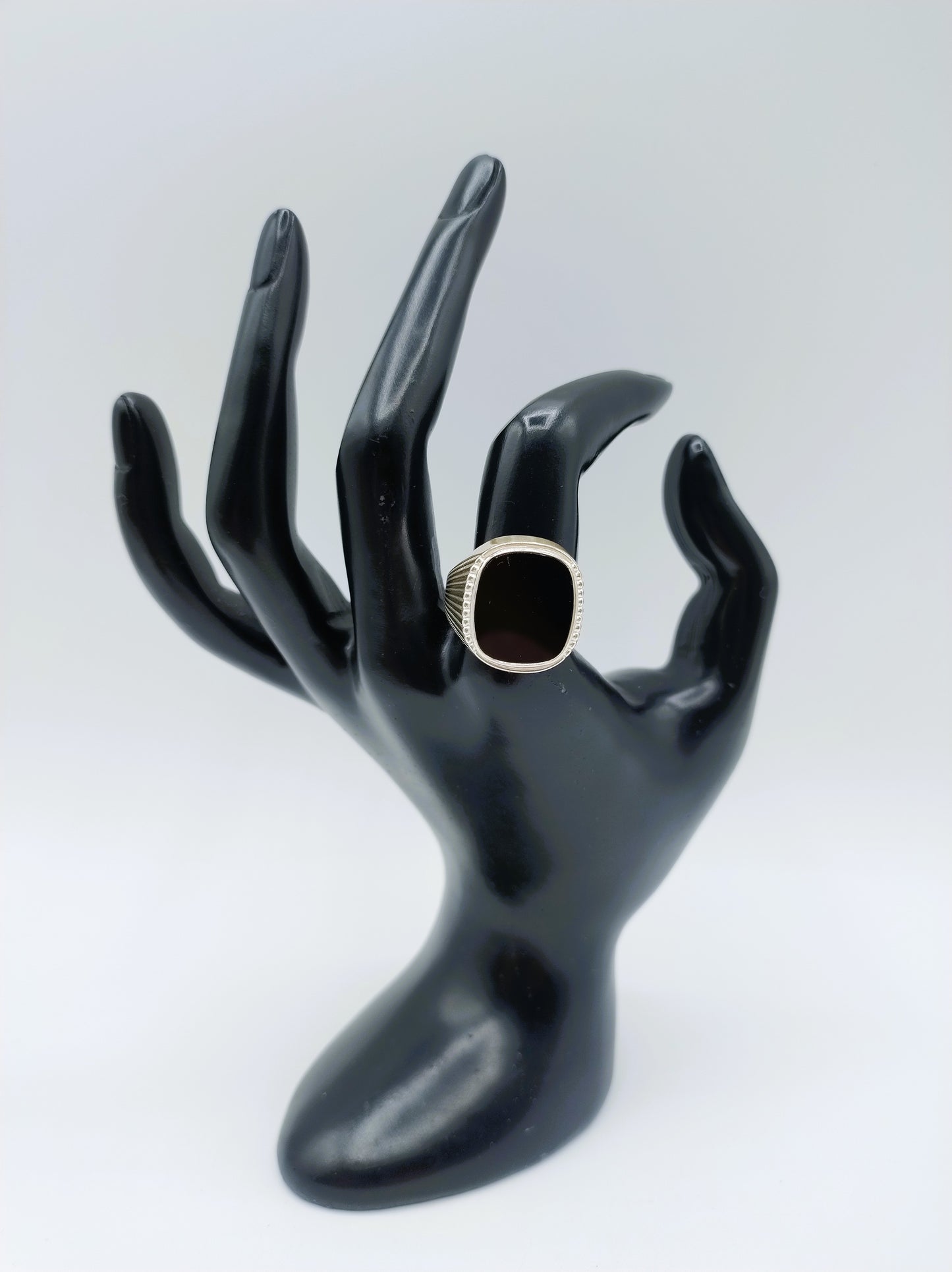 Zilveren heren zegelring met onyx, 19.5 mm