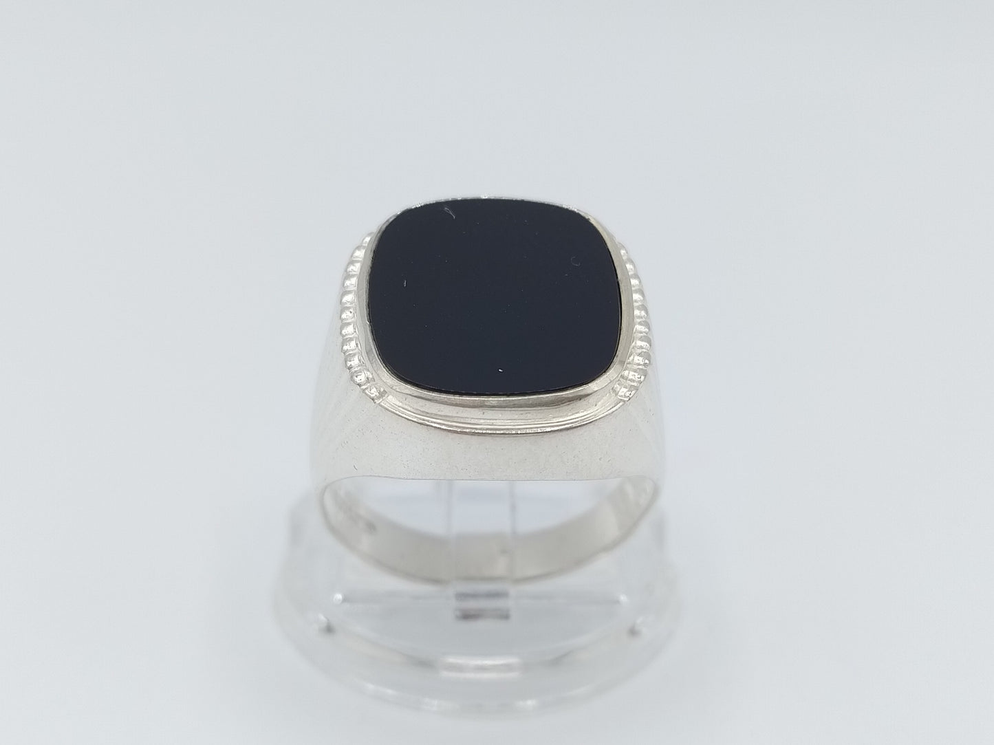 Zilveren heren zegelring met onyx, 19.5 mm