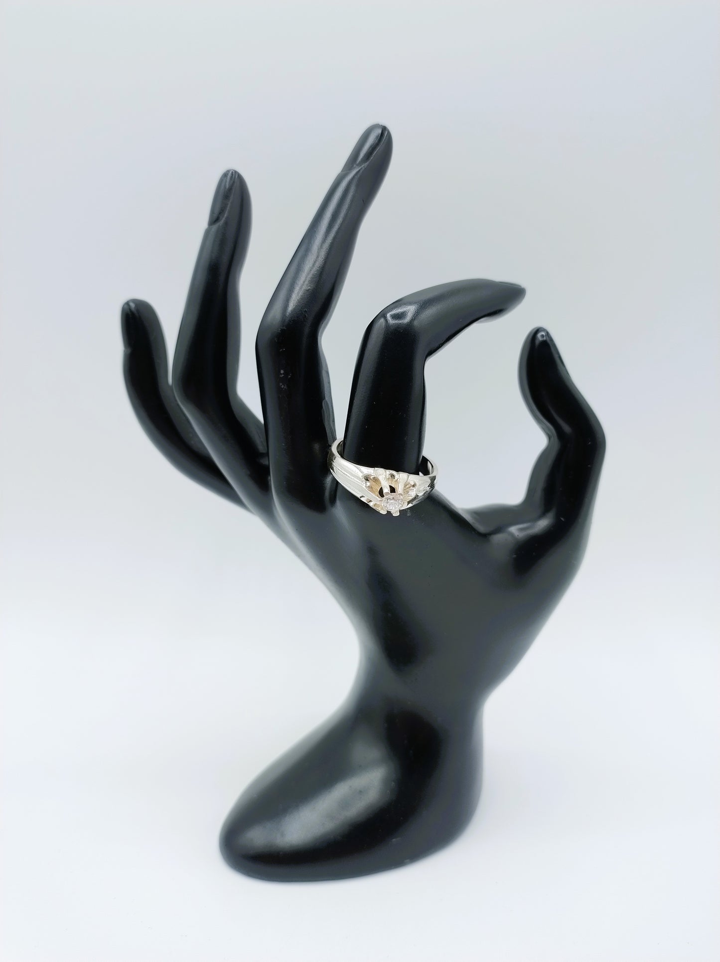 Silberner Unisex-Ring mit Stein, 21 mm