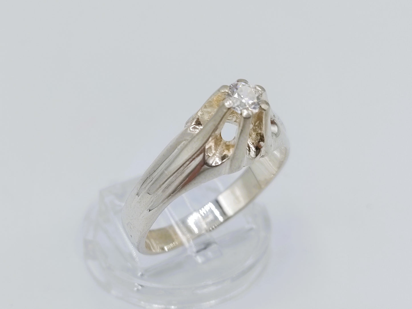 Silberner Unisex-Ring mit Stein, 21 mm