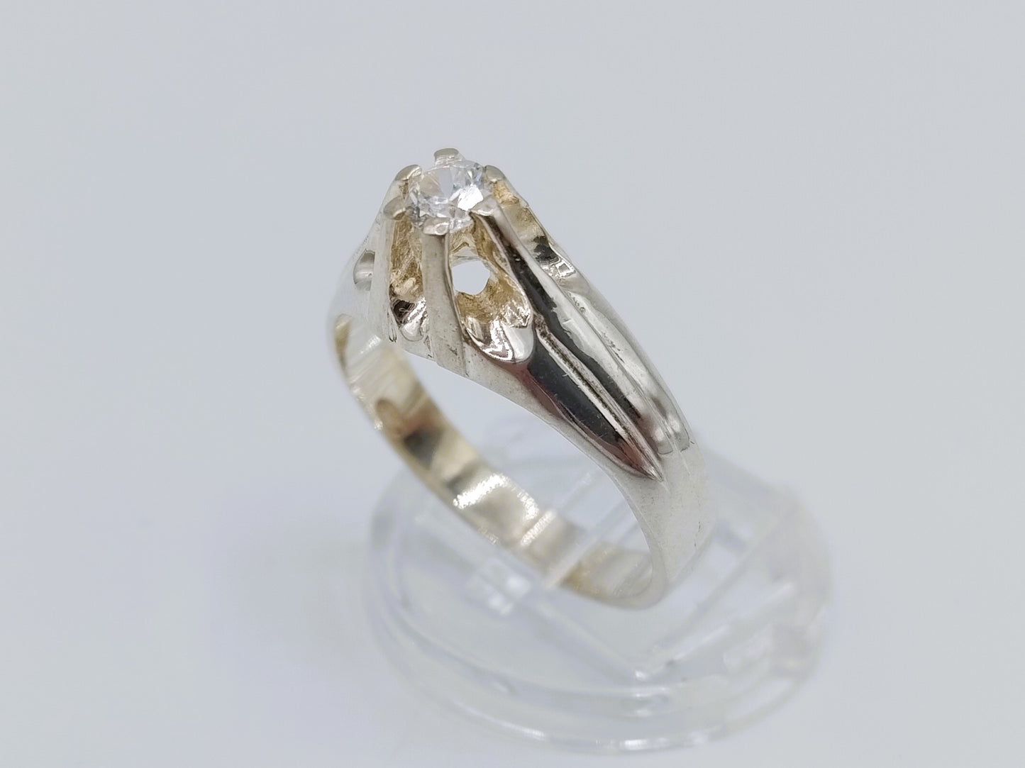 Silberner Unisex-Ring mit Stein, 21 mm