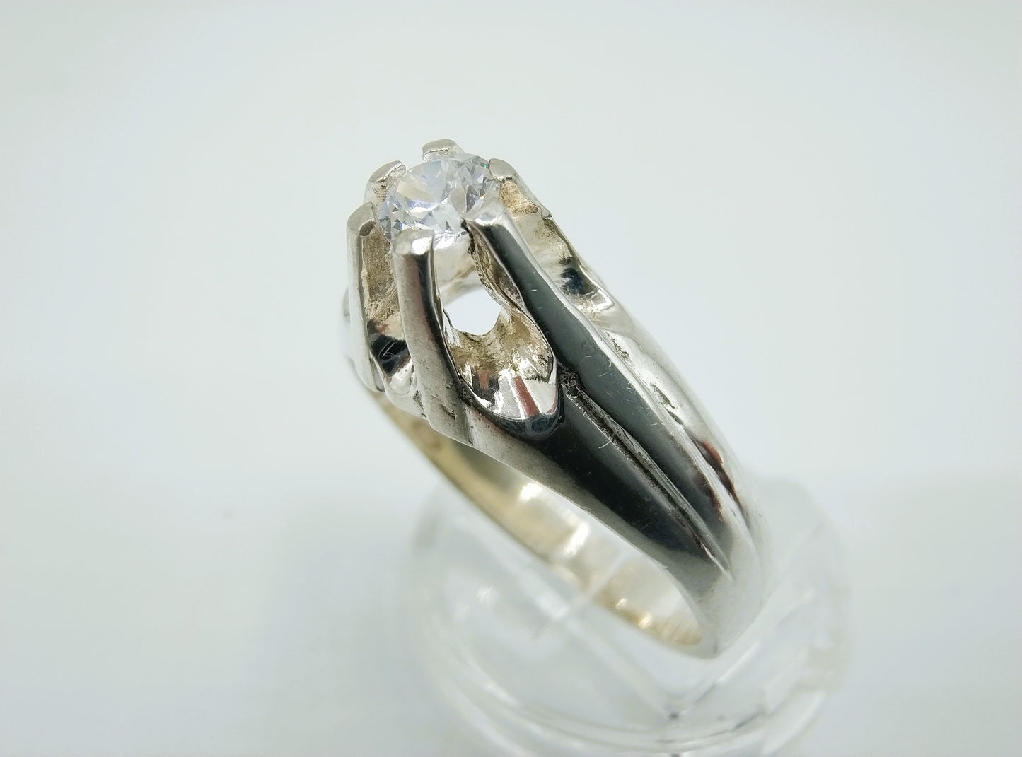 Silberner Unisex-Ring mit Stein, 21 mm