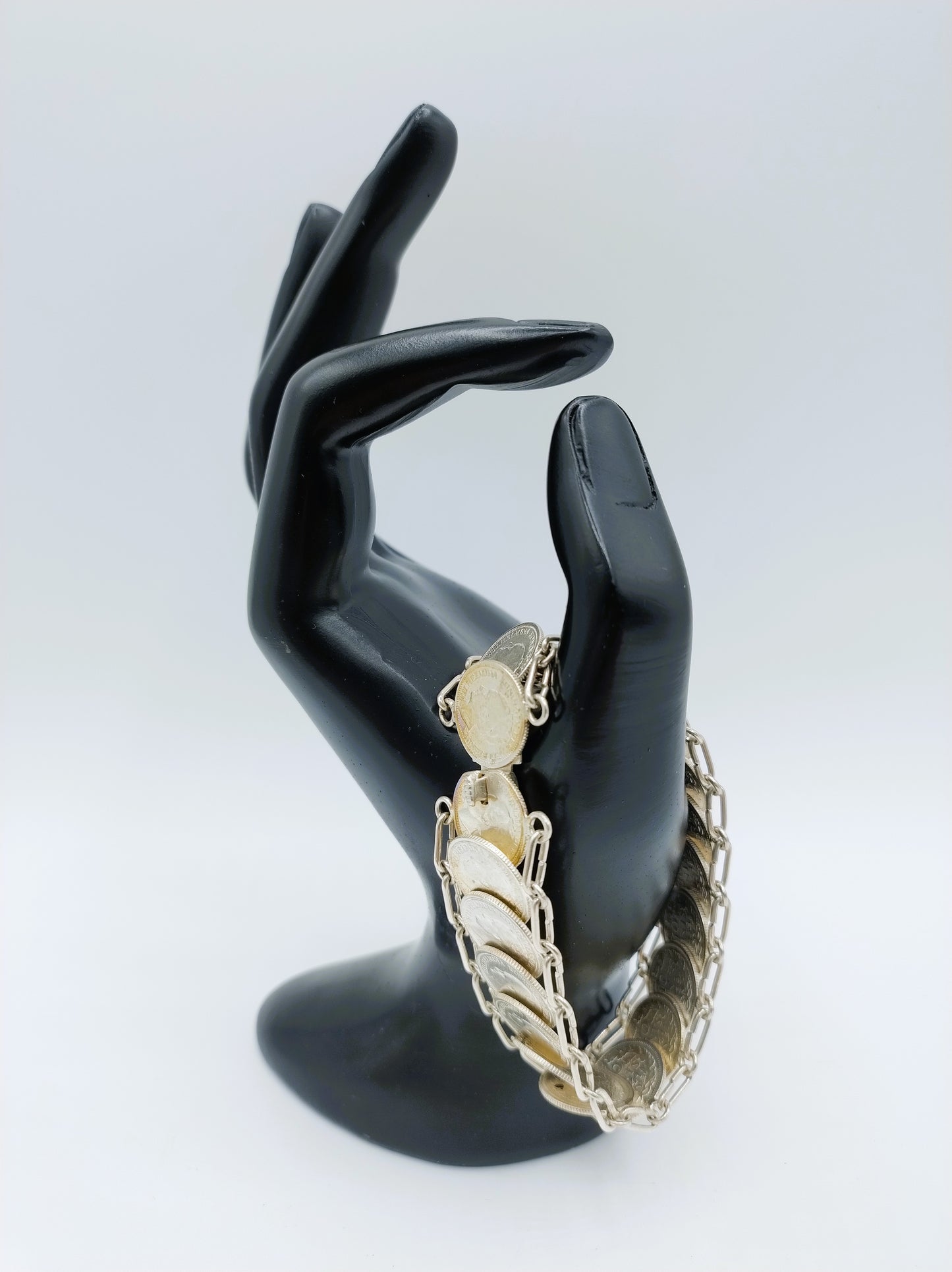 Zilveren dubbeltjes armband, Wilhelmina, 18 cm.