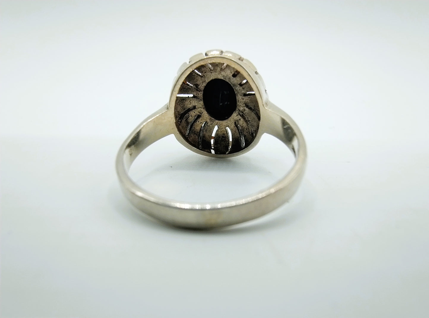 Zilveren ring met git en markasieten, 18 mm