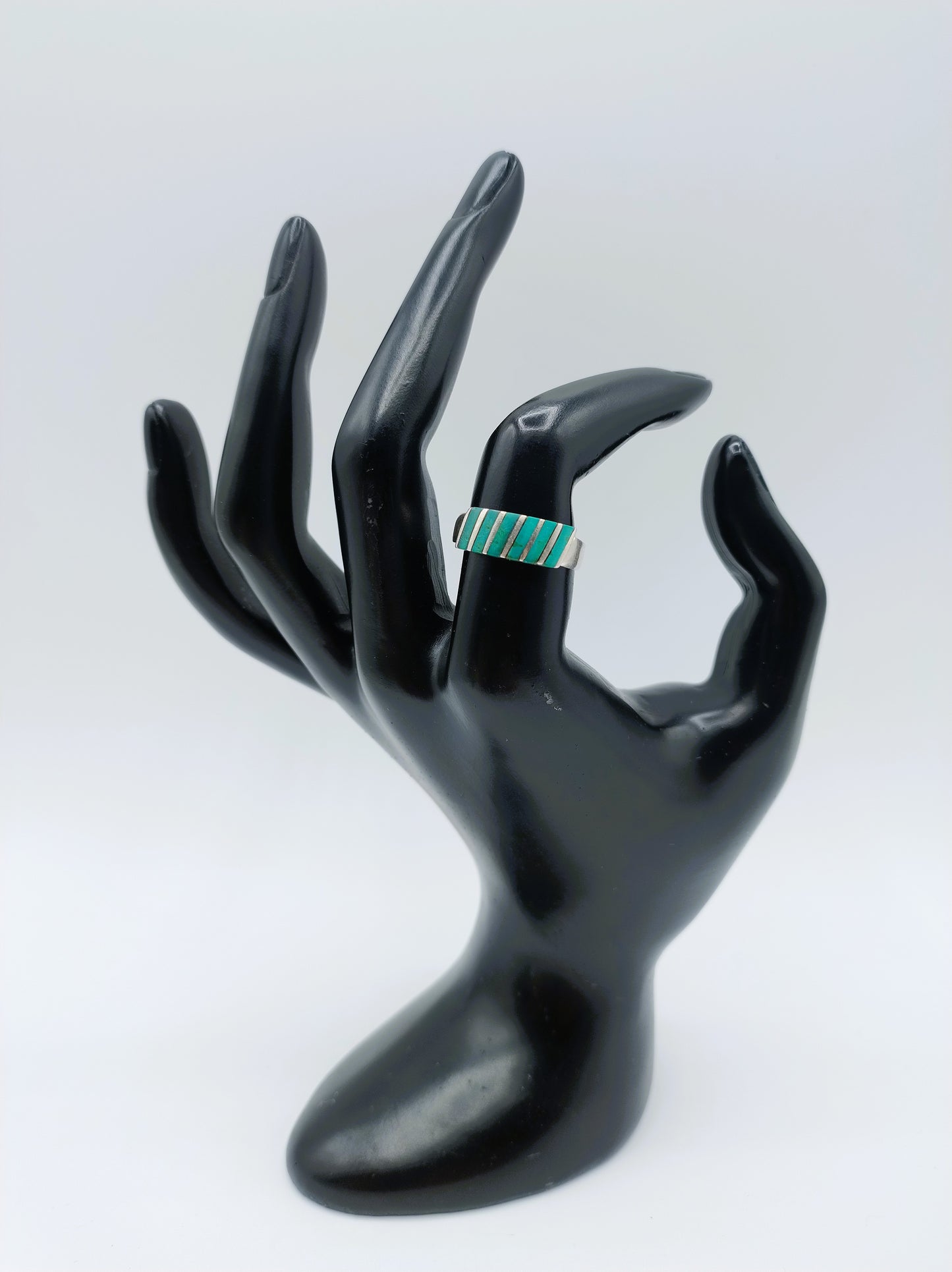 Zilveren ring met malachiet, 17,5 mm