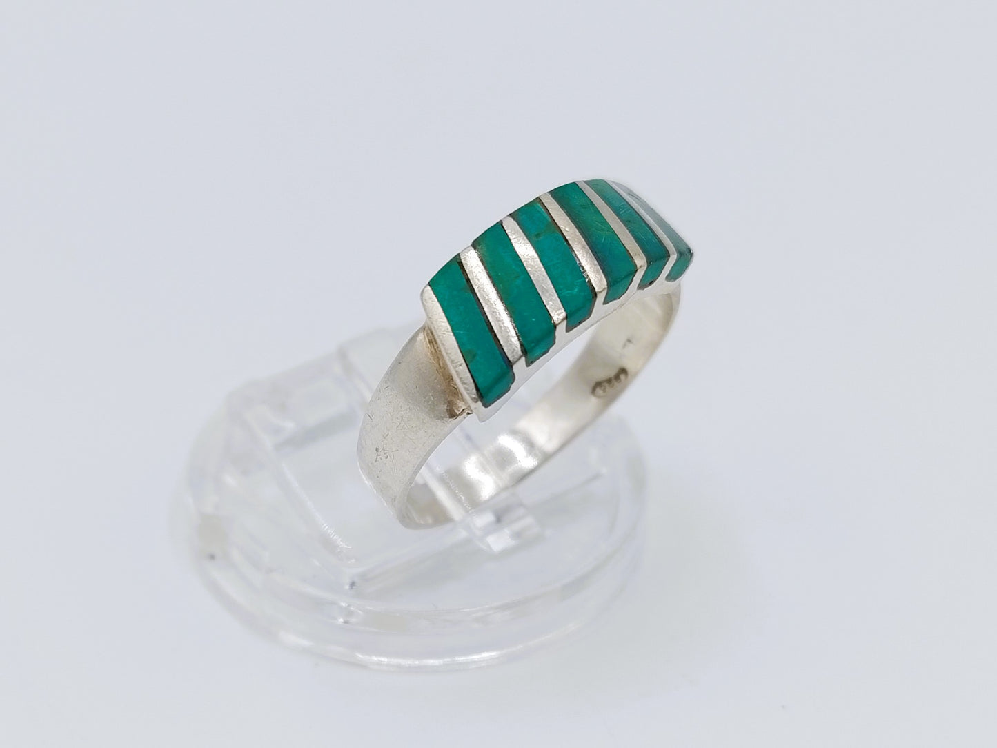 Zilveren ring met malachiet, 17,5 mm