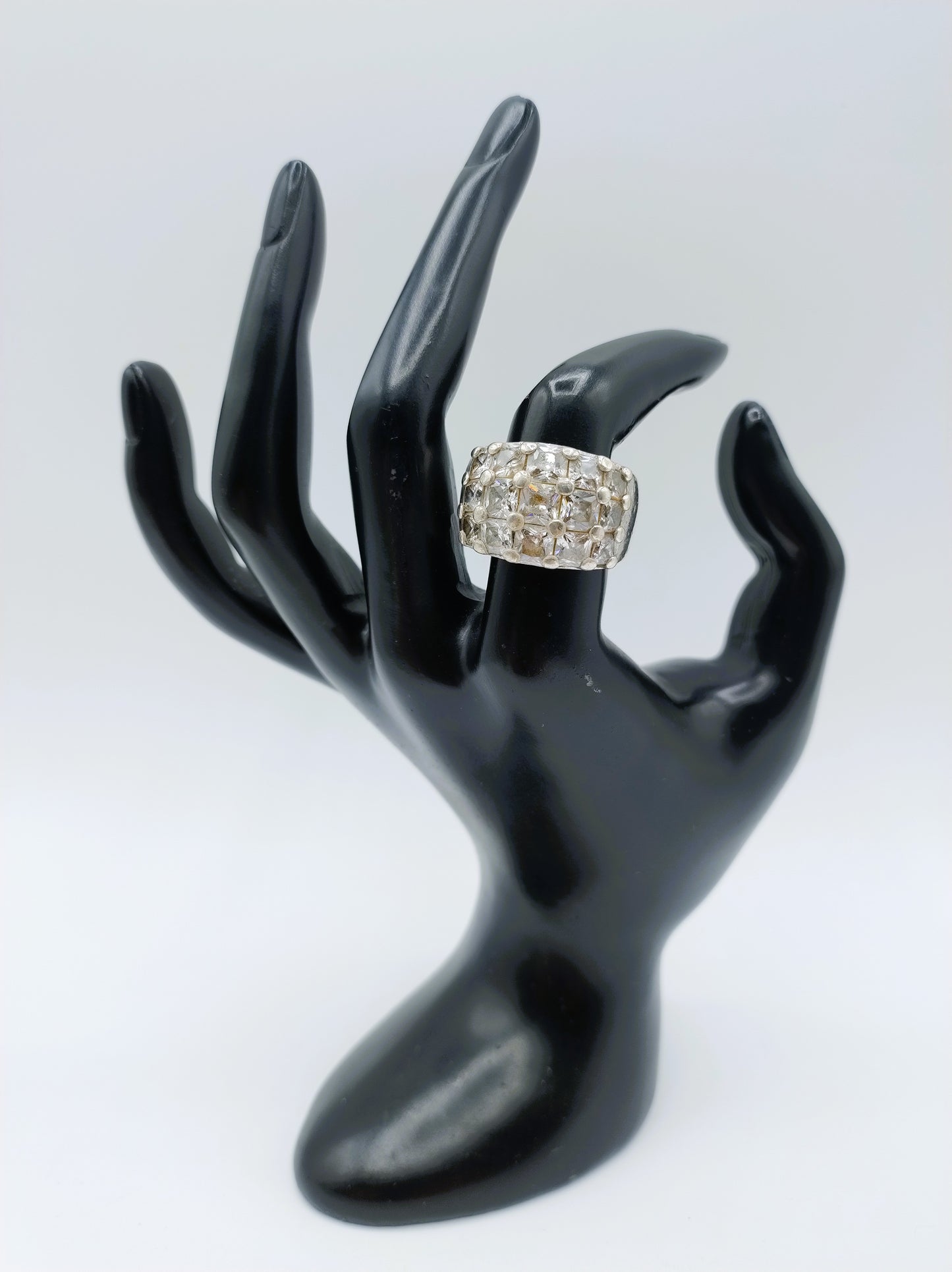 Zilveren ring met zirkonia's, 925, 19 mm