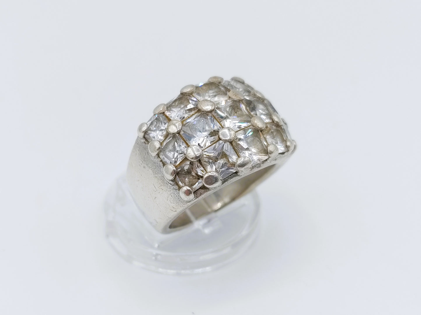 Zilveren ring met zirkonia's, 925, 19 mm