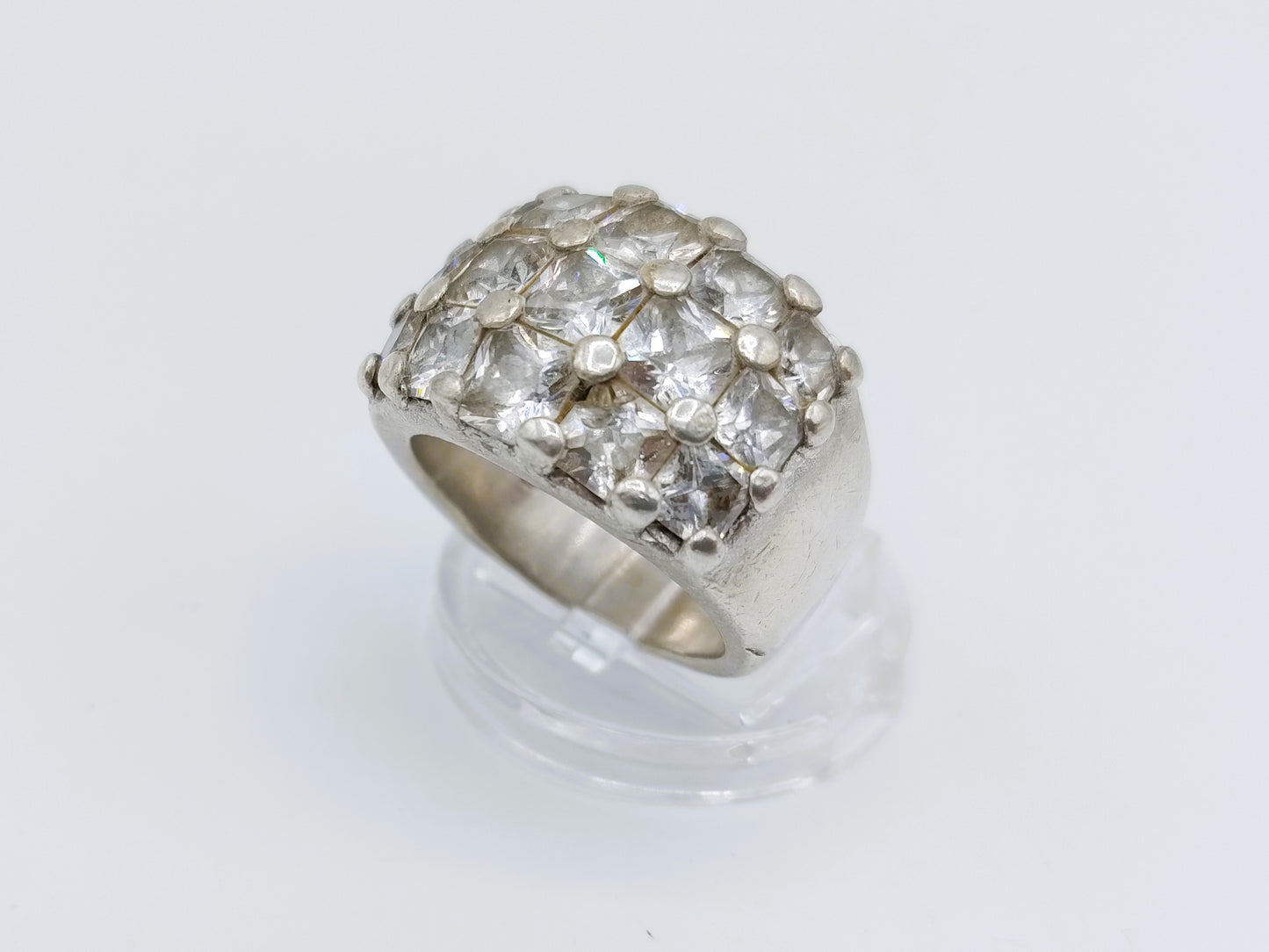 Zilveren ring met zirkonia's, 925, 19 mm