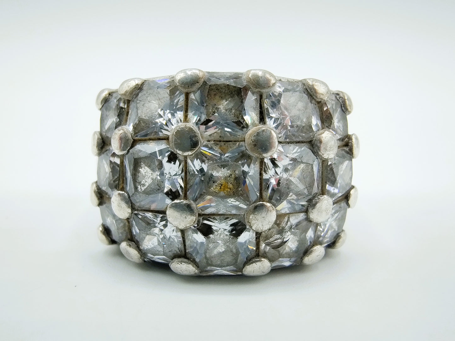 Zilveren ring met zirkonia's, 925, 19 mm