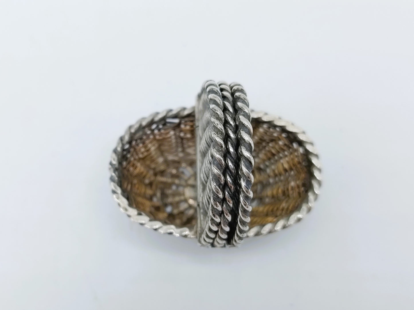Zilveren miniatuur mand, 19e eeuws