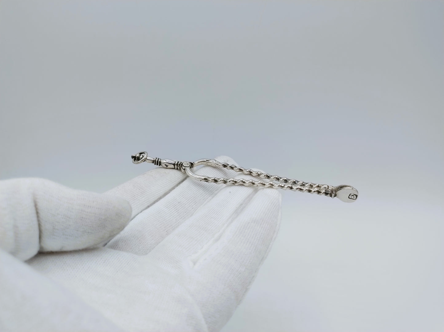 Zilveren miniatuur haardtang, J. Borduur, Amsterdam, 1756