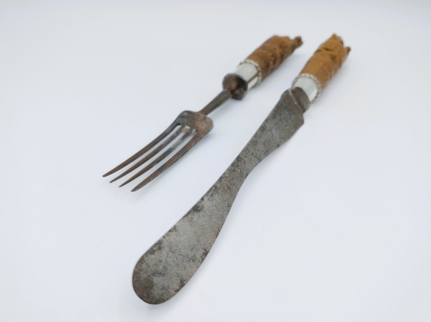 West Fries couvert, gestoken houten heften met zilver, 1867 / 1875