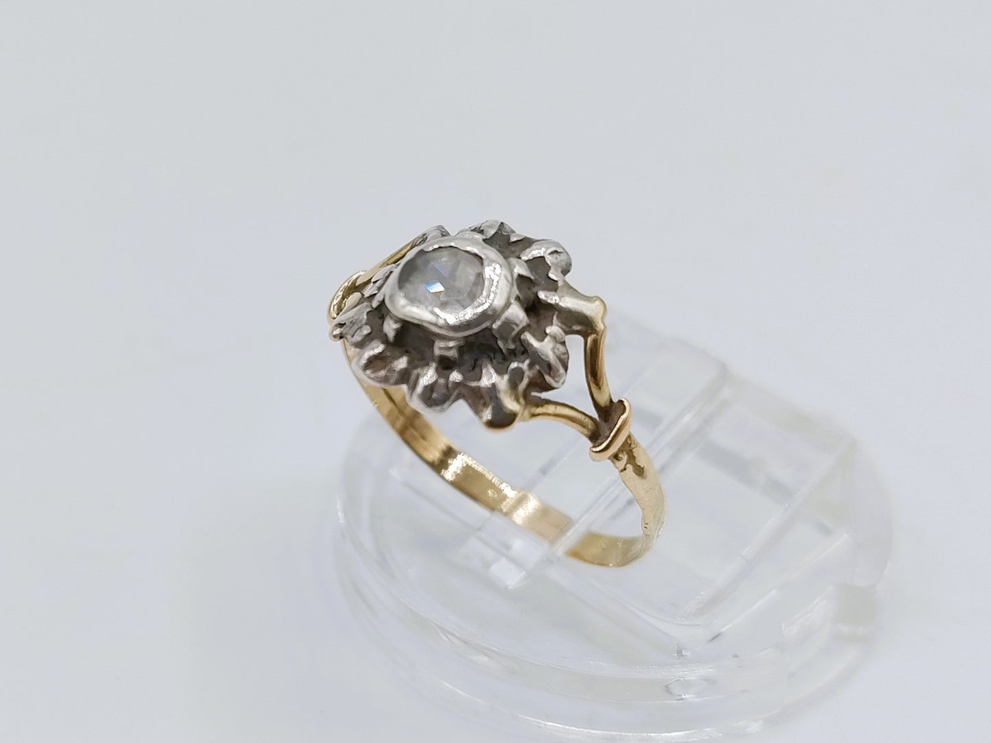 Goldring mit Rosendiamant, 16,5 mm