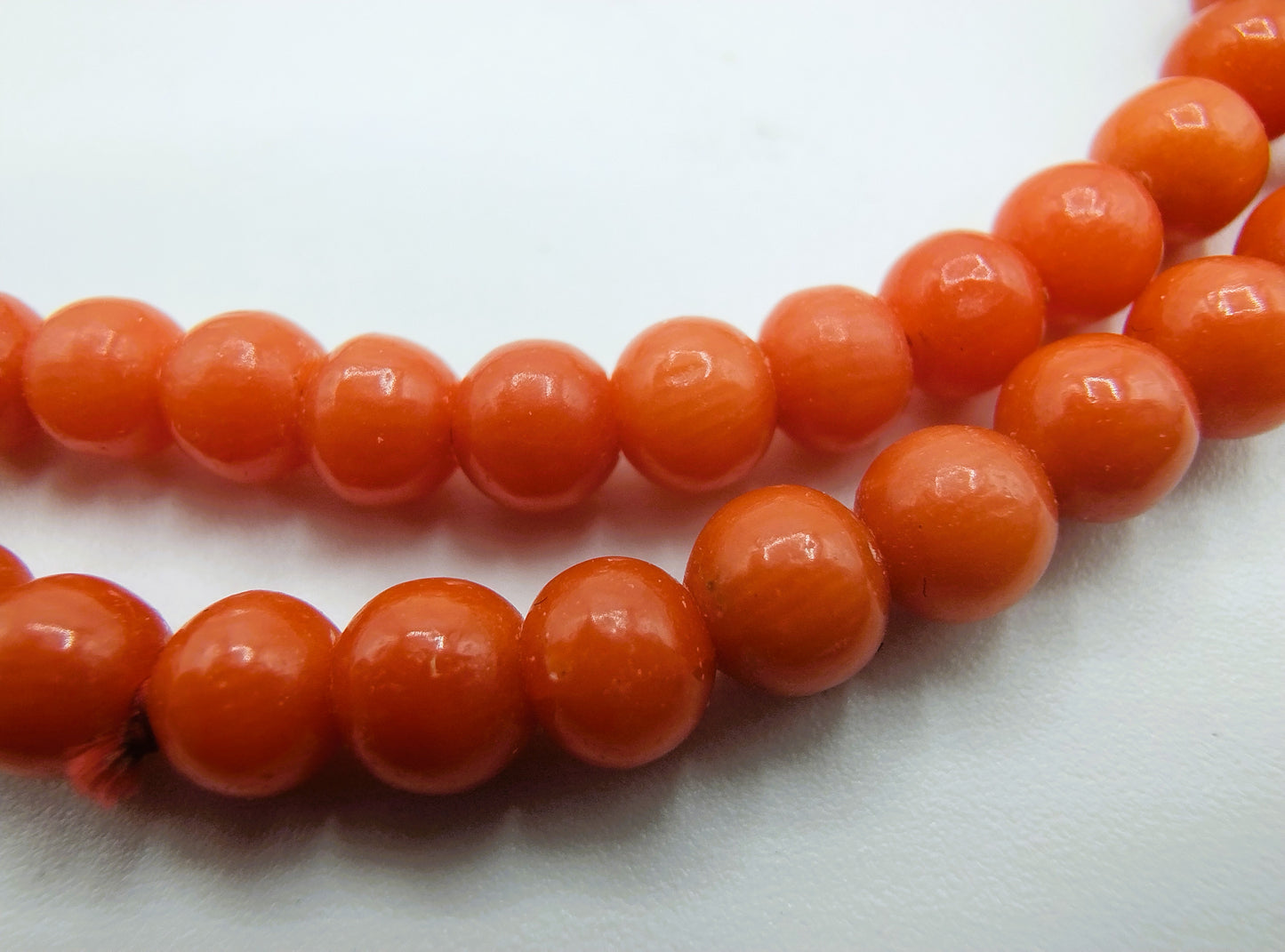 Rotes Korallenarmband mit Goldverschluss, 18 cm.