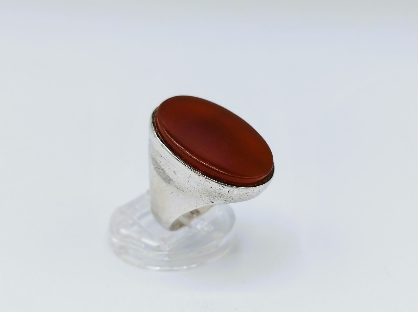 Zilveren ring met carneool, 925, 19 mm
