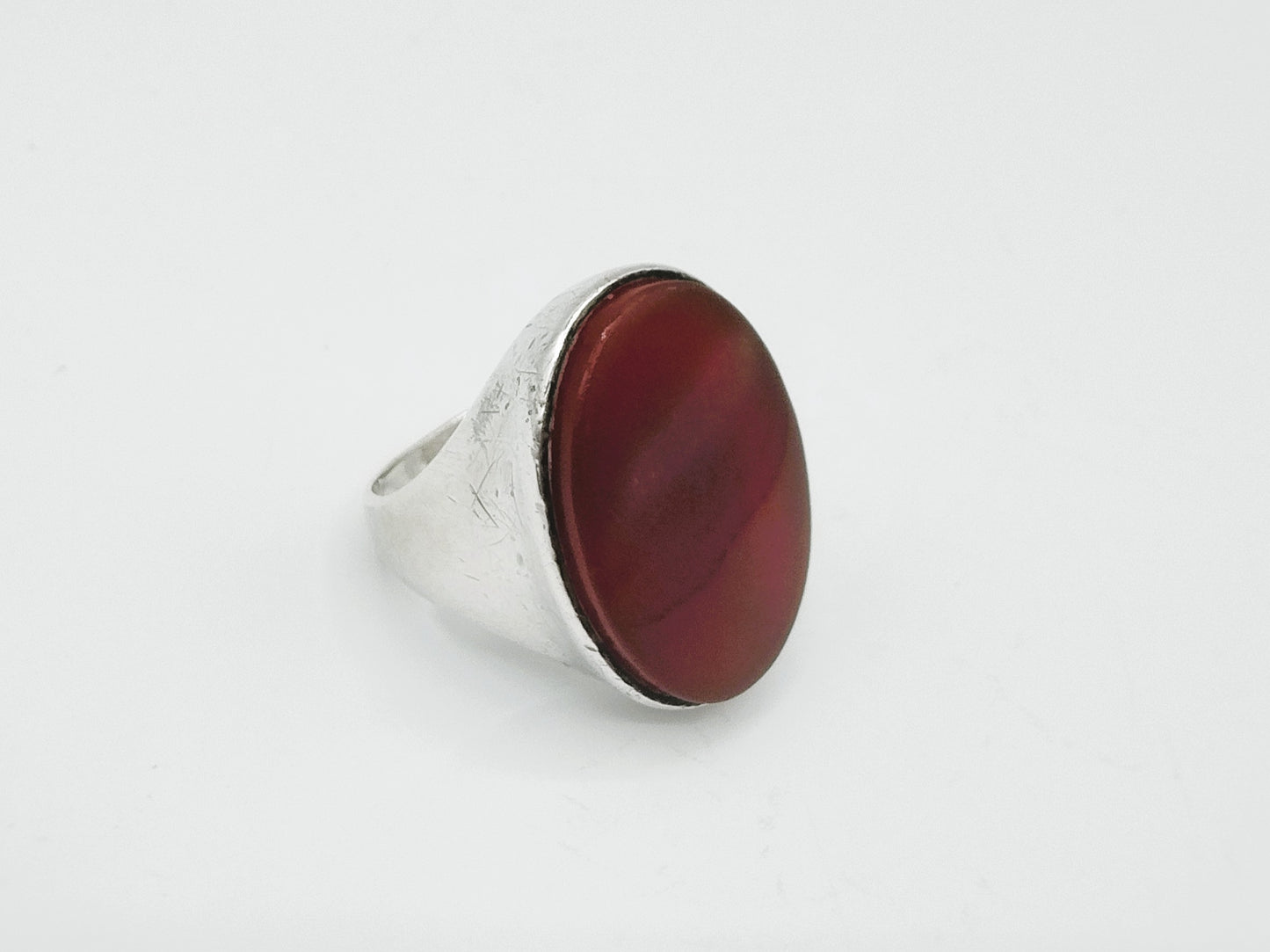 Zilveren ring met carneool, 925, 19 mm
