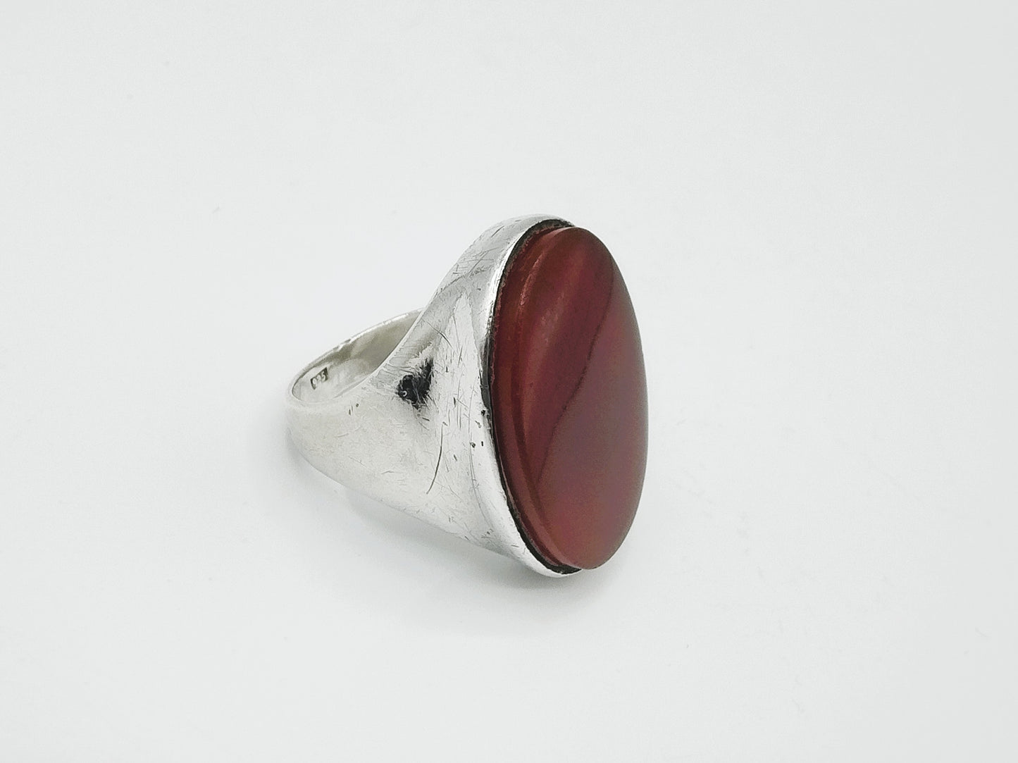 Zilveren ring met carneool, 925, 19 mm