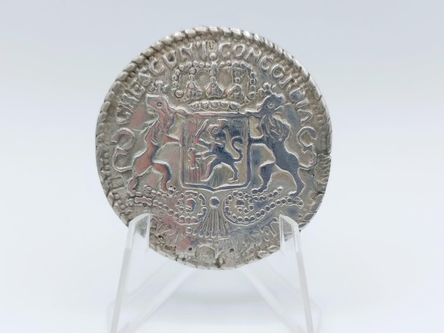 Silver trouser button brooch, 1865