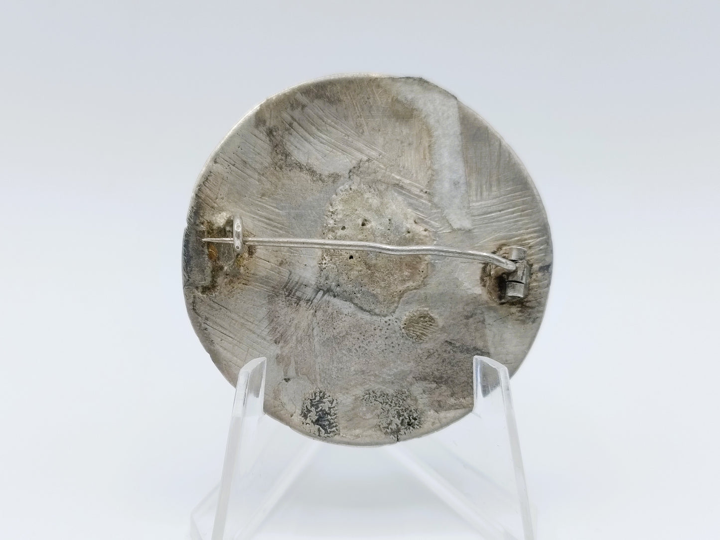 Silver trouser button brooch, 1865