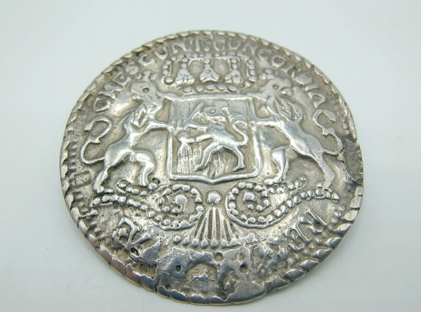 Silver trouser button brooch, 1865