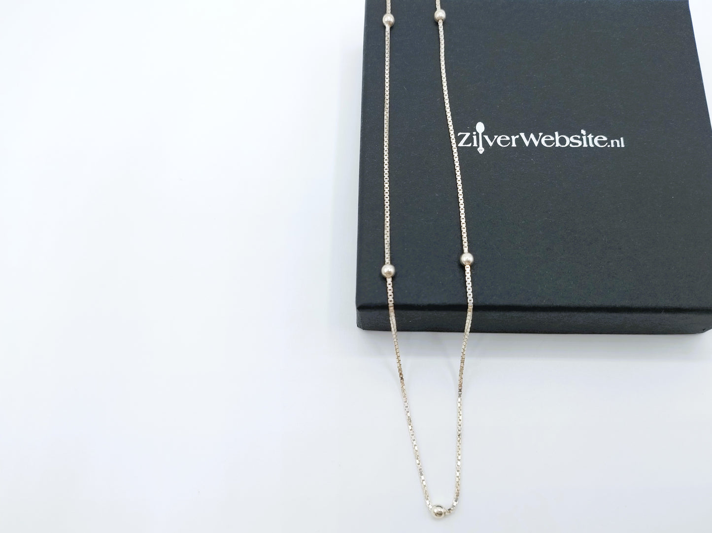 Zilveren venetiaans collier met bolletjes, 40 cm