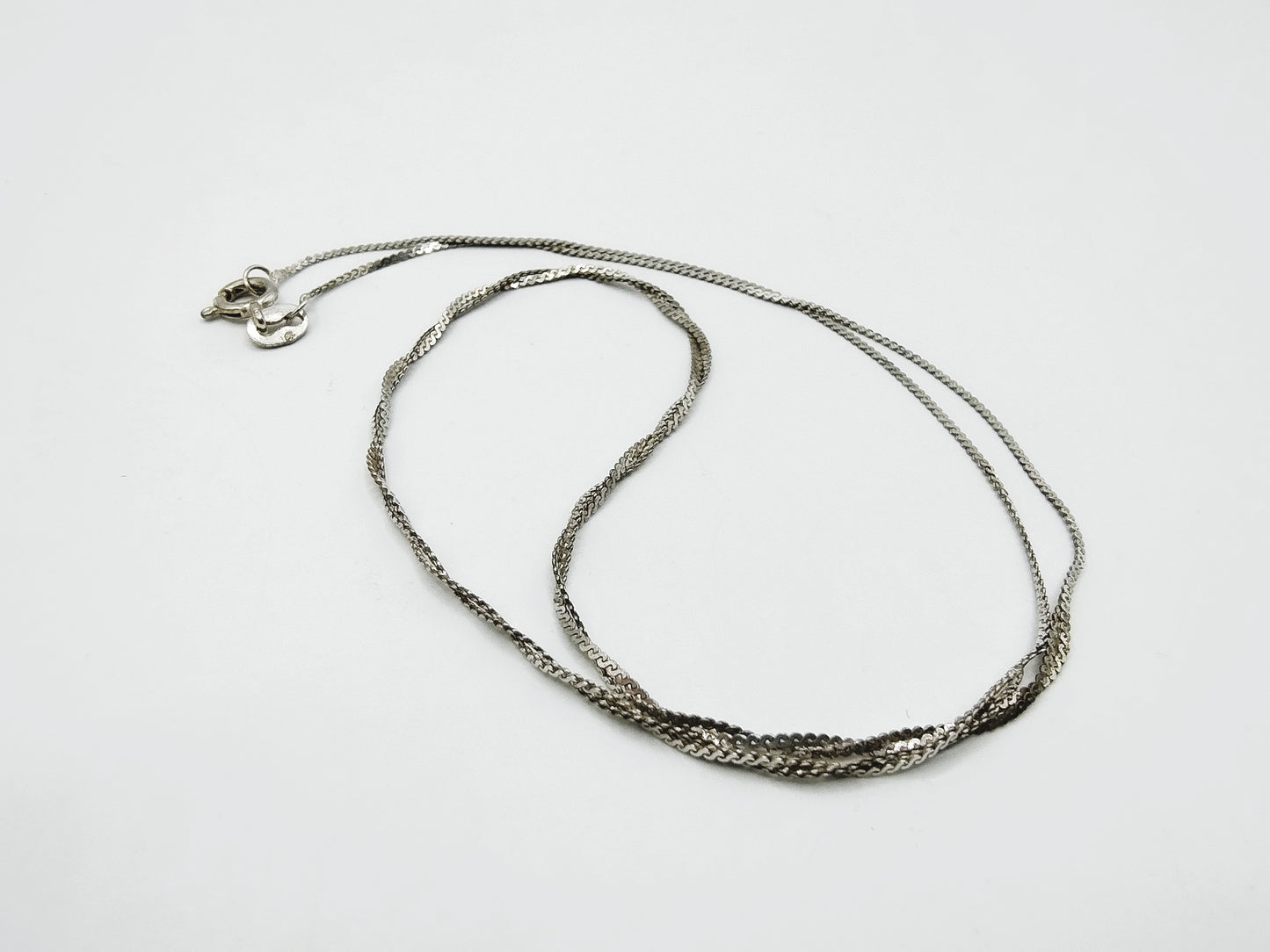 Zilveren halsketting, gedraaid, 42 cm
