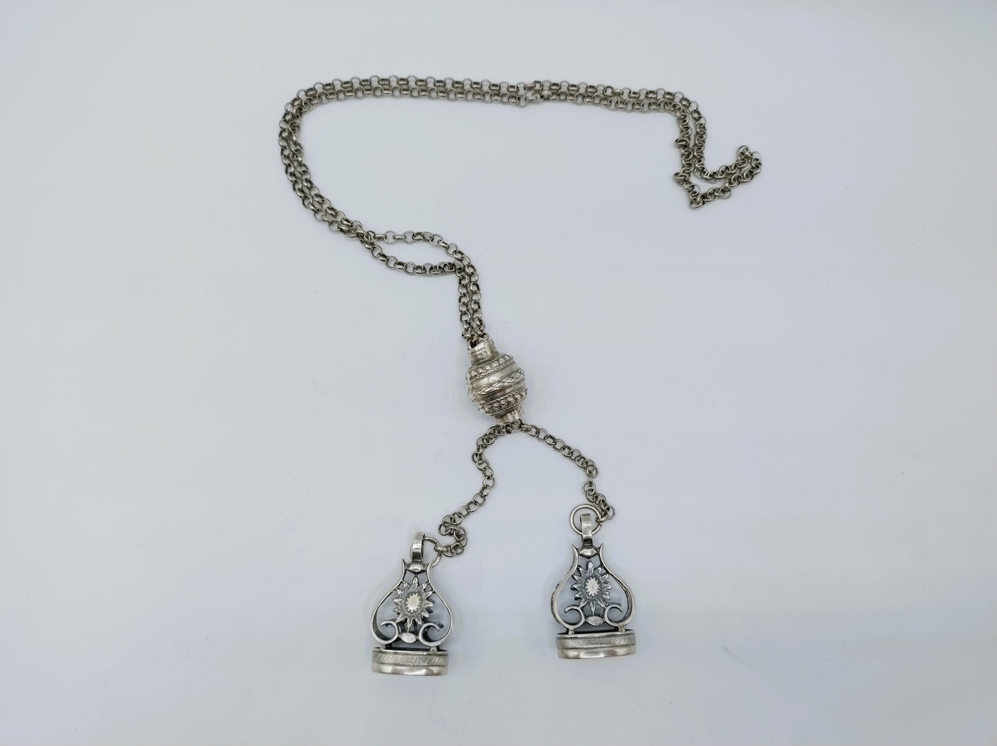 Zilveren heren chatelaine, Fa. Niekerk, Schoonhoven, 43 cm.