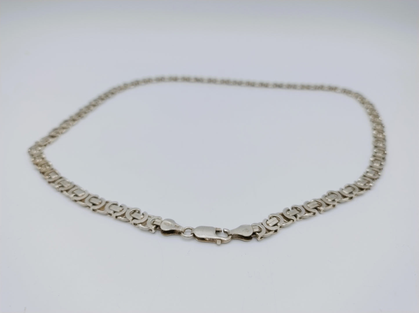 Zilveren koningsketting, vierkante schakel, 6 mm, 52,5 cm.
