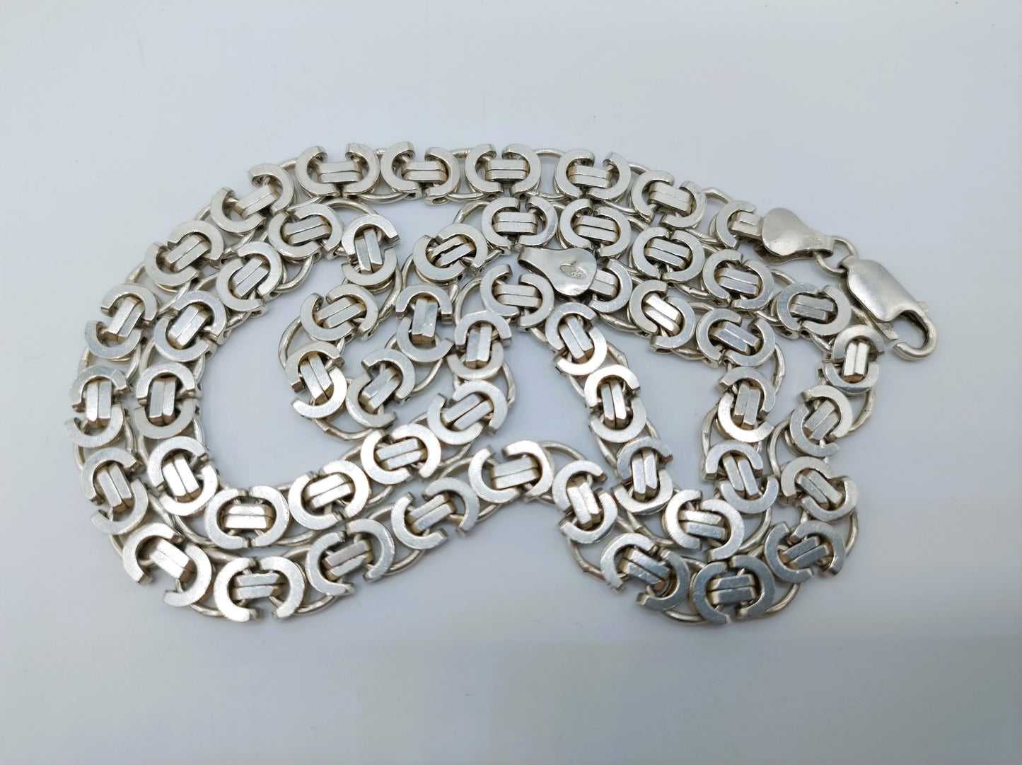 Zilveren koningsketting, vierkante schakel, 6 mm, 52,5 cm.