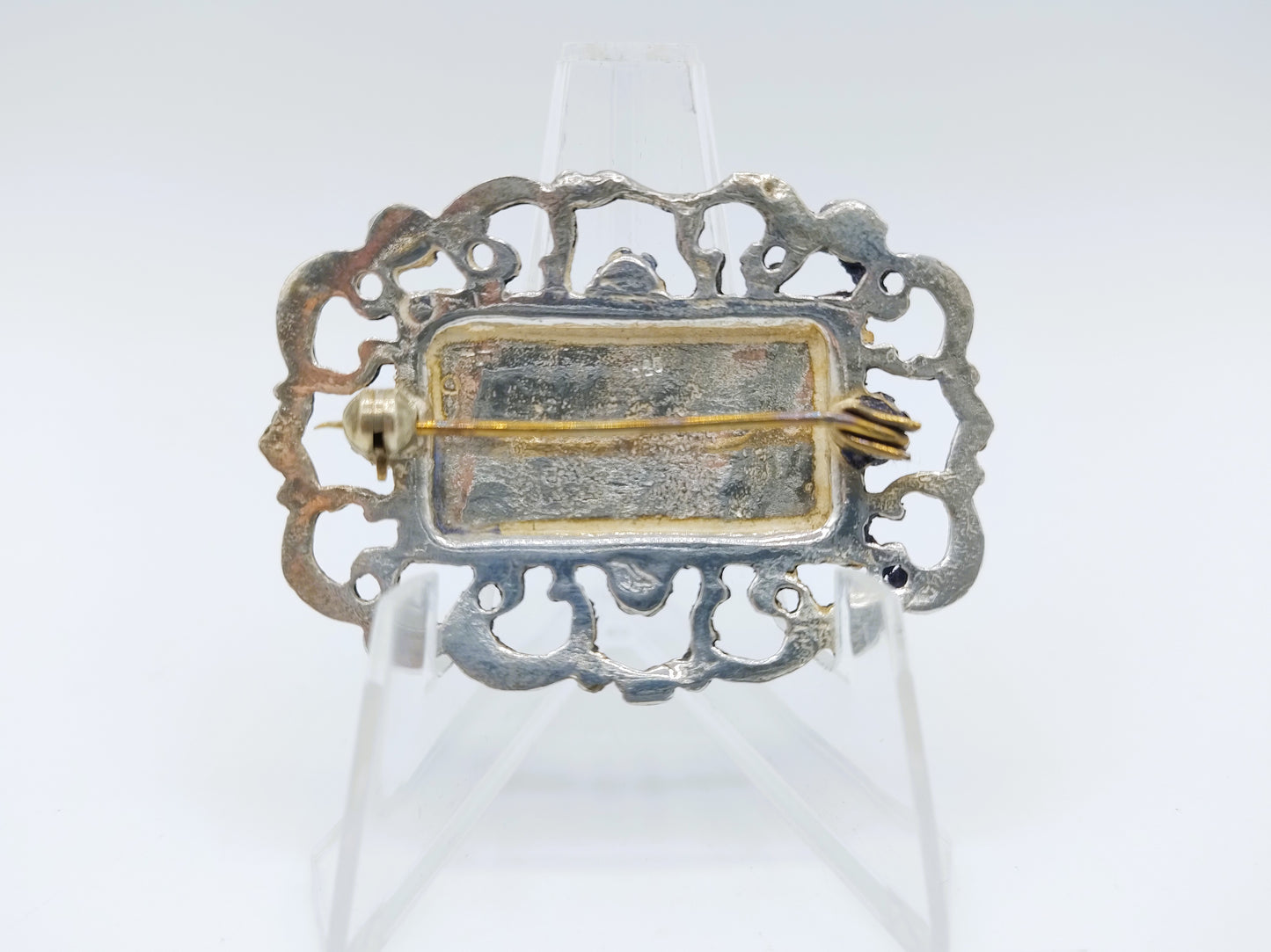 Zilveren broche met nielo inleg, 925