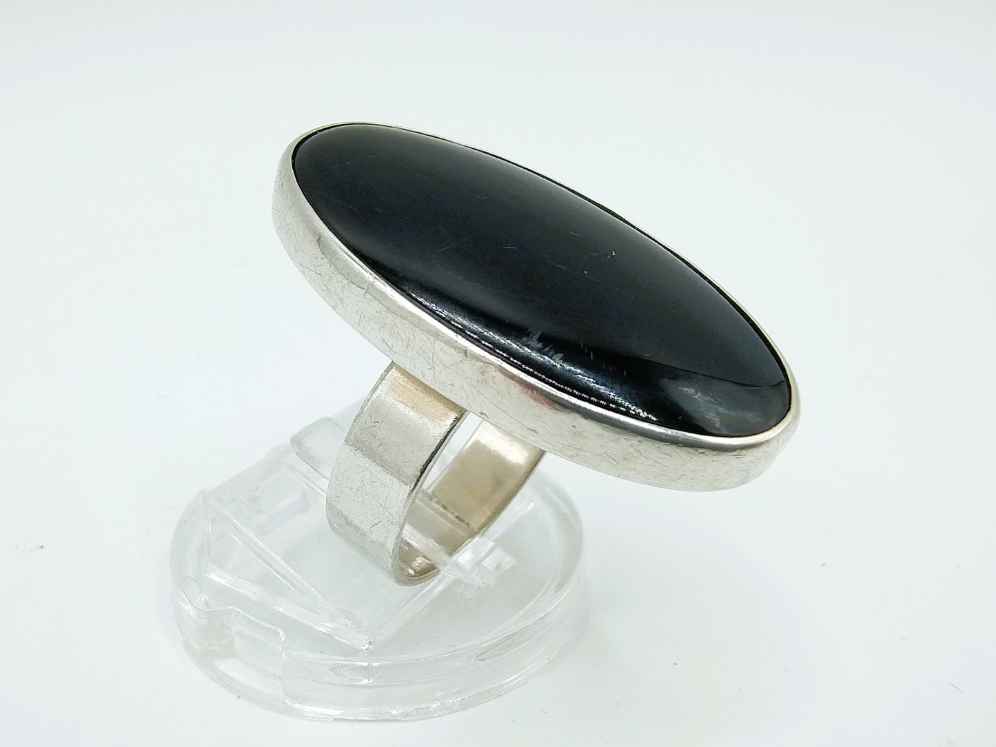Zilveren ring met Onyx, 835, 17 mm