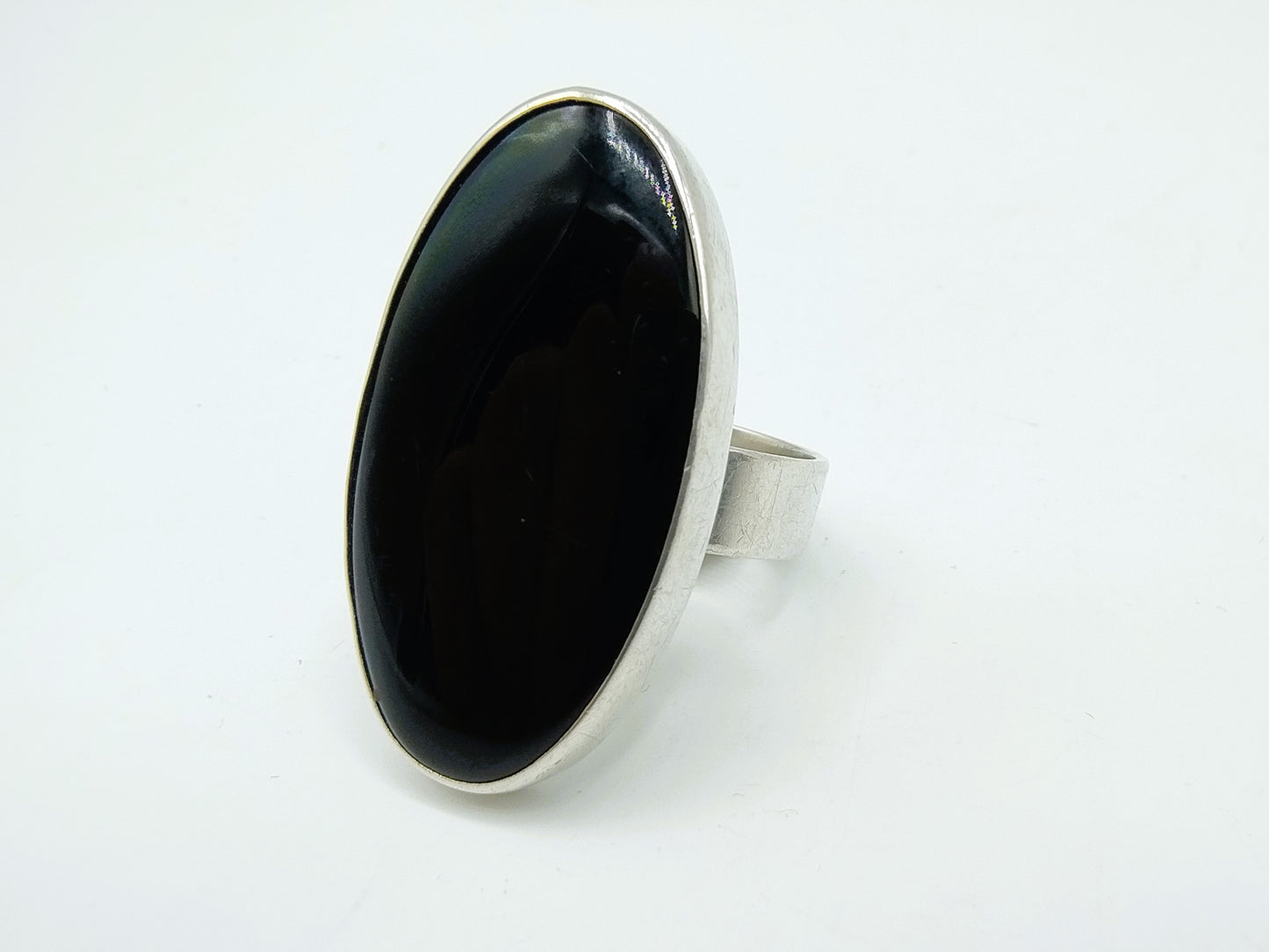 Zilveren ring met Onyx, 835, 17 mm