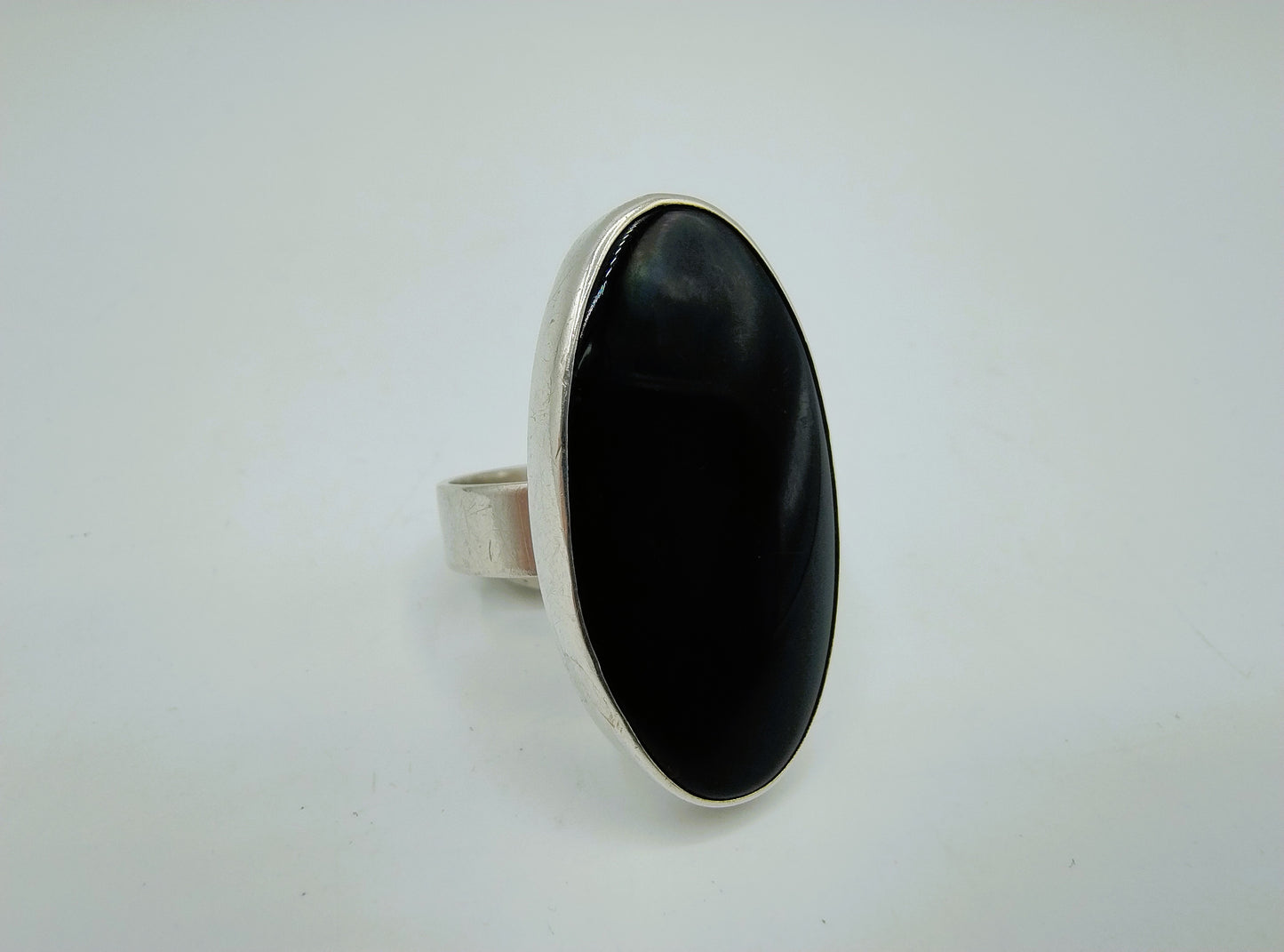 Zilveren ring met Onyx, 835, 17 mm
