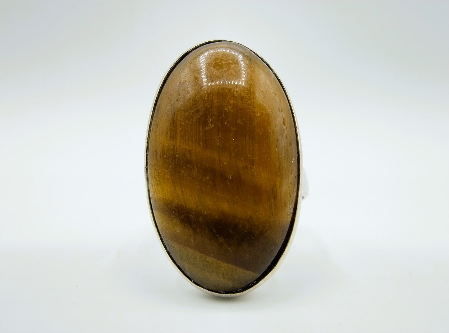 Zilveren ring met tijgeroog, 17,5 mm