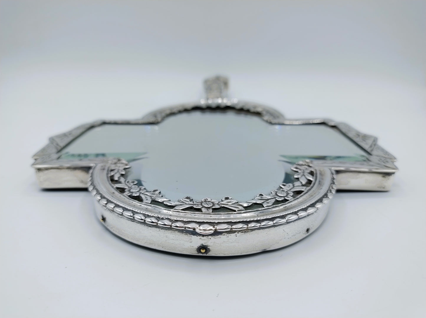 Hand mirror with silver frame and knife handle, 18th century