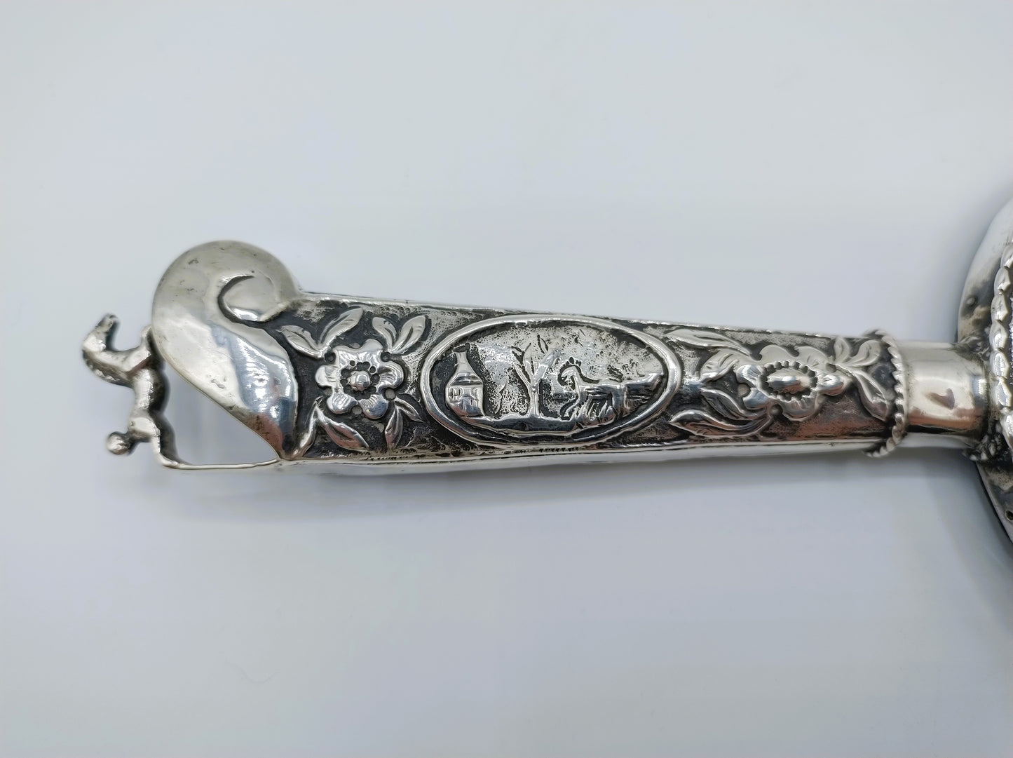 Hand mirror with silver frame and knife handle, 18th century