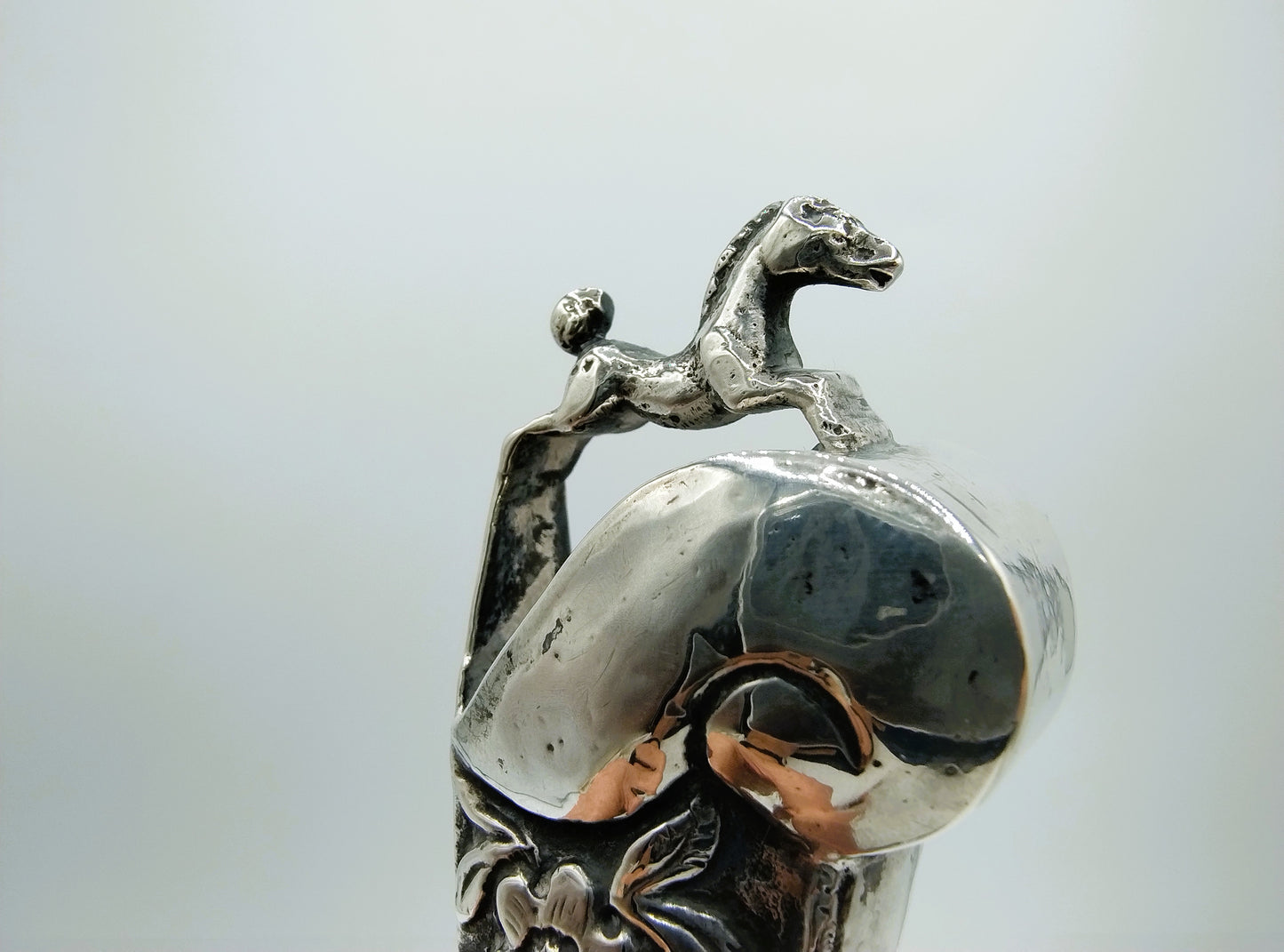 Hand mirror with silver frame and knife handle, 18th century