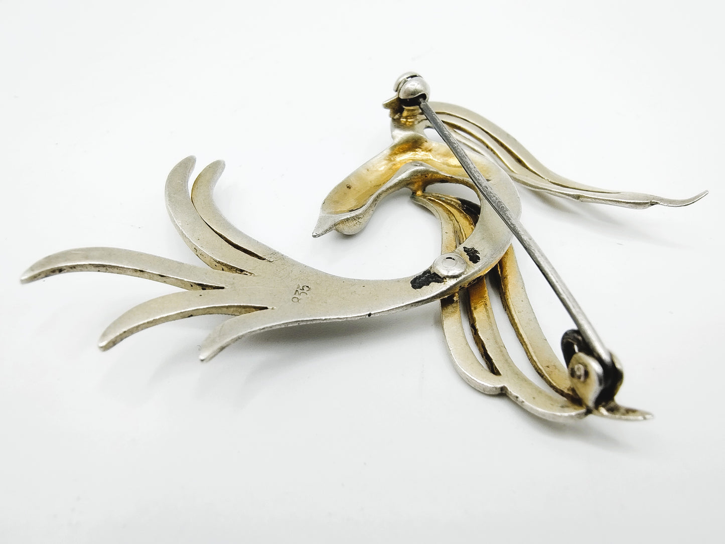 Zilveren art nouveau broche, vogel, 835