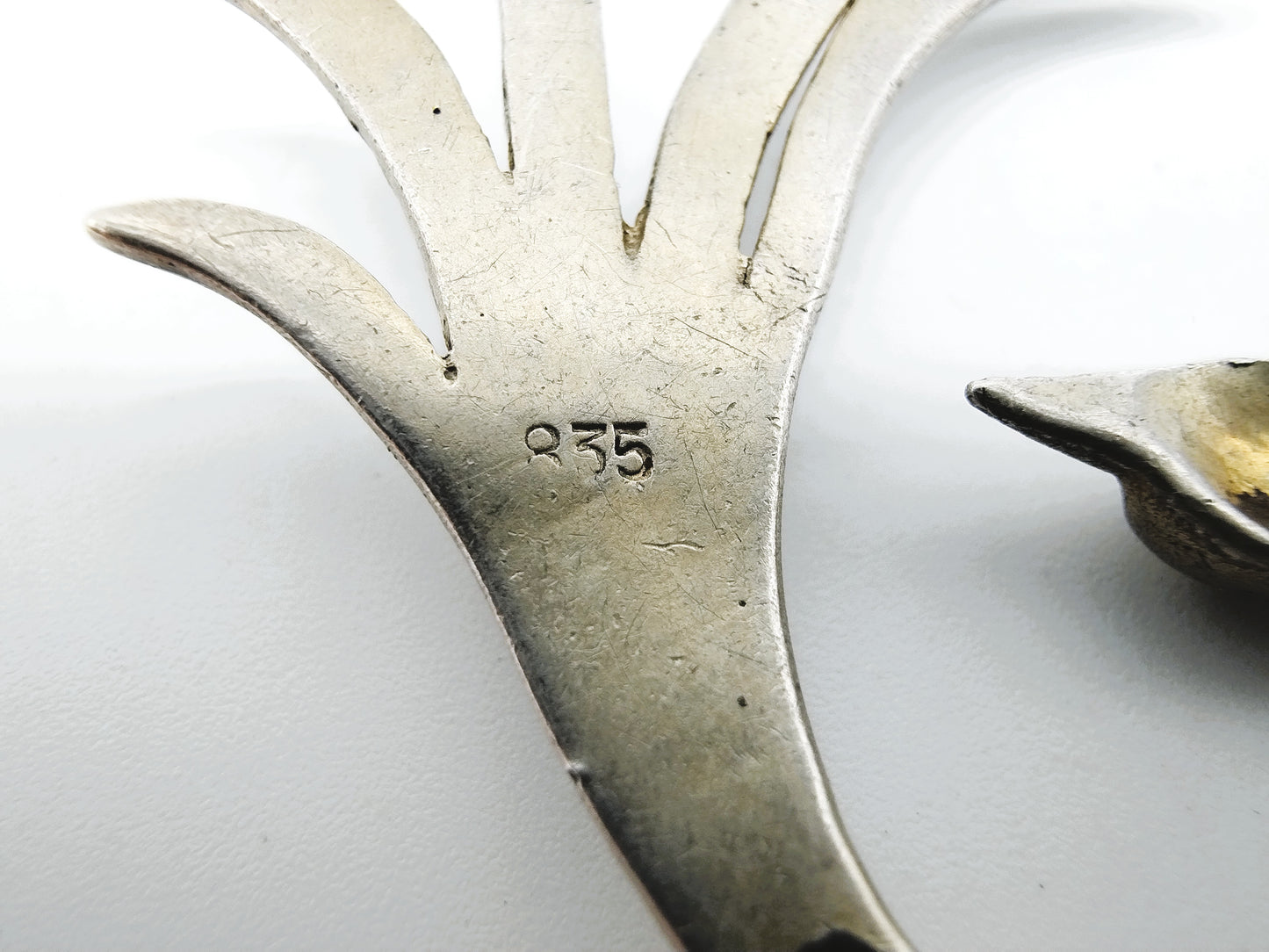 Zilveren art nouveau broche, vogel, 835