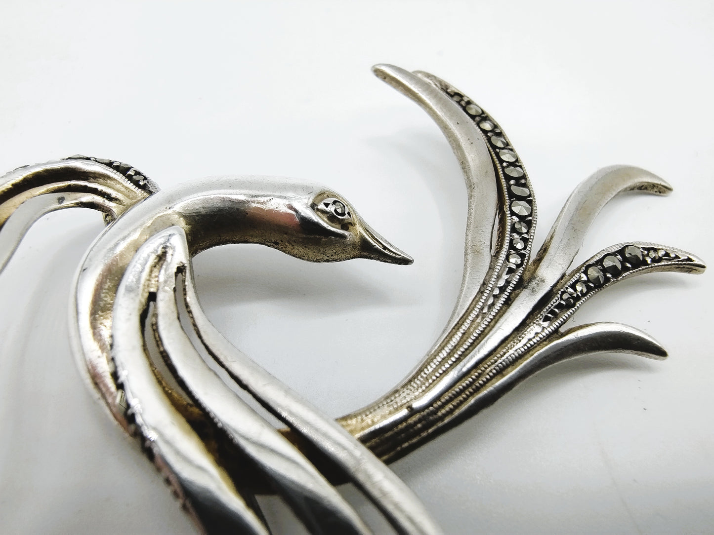 Zilveren art nouveau broche, vogel, 835