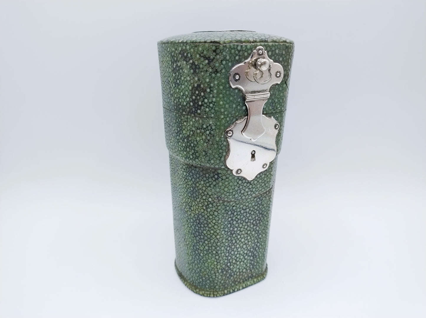 Foedraal van roggenhuid / shagreen met zilveren beslag, 18e eeuw