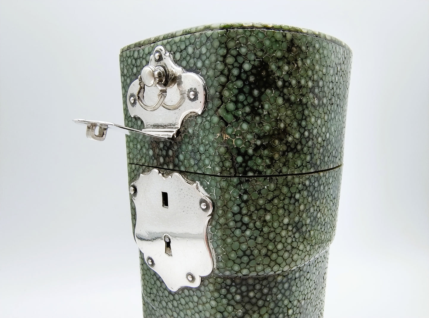 Foedraal van roggenhuid / shagreen met zilveren beslag, 18e eeuw