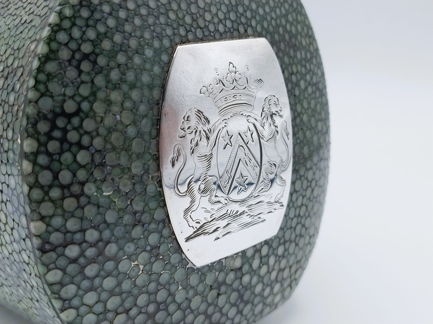 Foedraal van roggenhuid / shagreen met zilveren beslag, 18e eeuw