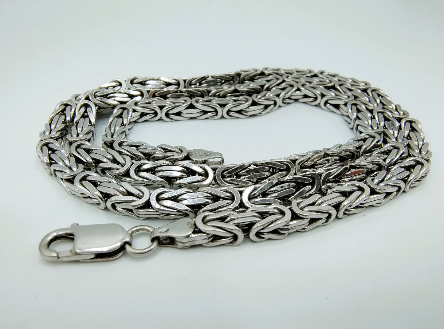 Zilveren koningsketting, vierkante schakel, 4 mm, 60 cm.