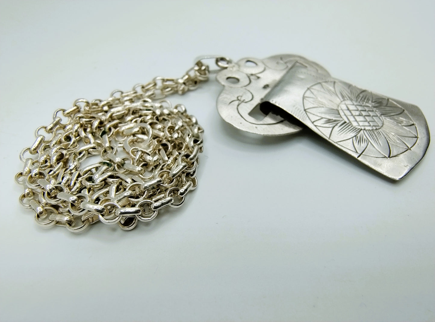 Zilveren jasseronketting met faalje haak hanger, 50,5 cm.