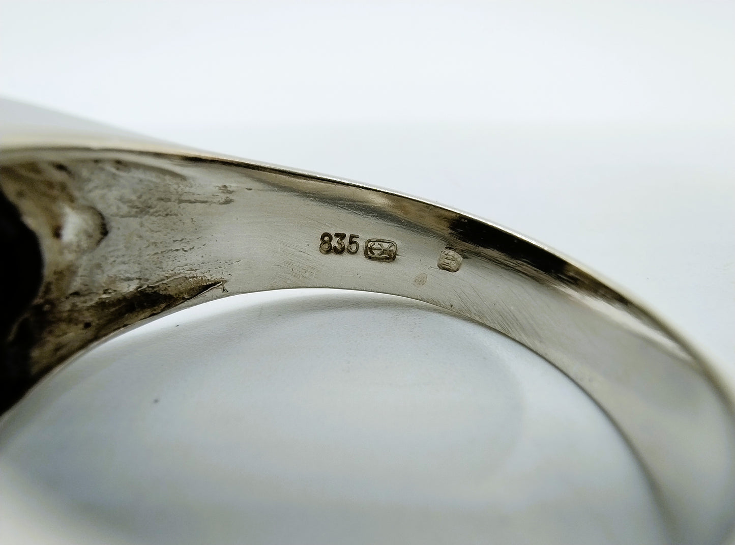 Zilveren unisex ring met onyx, 19 mm